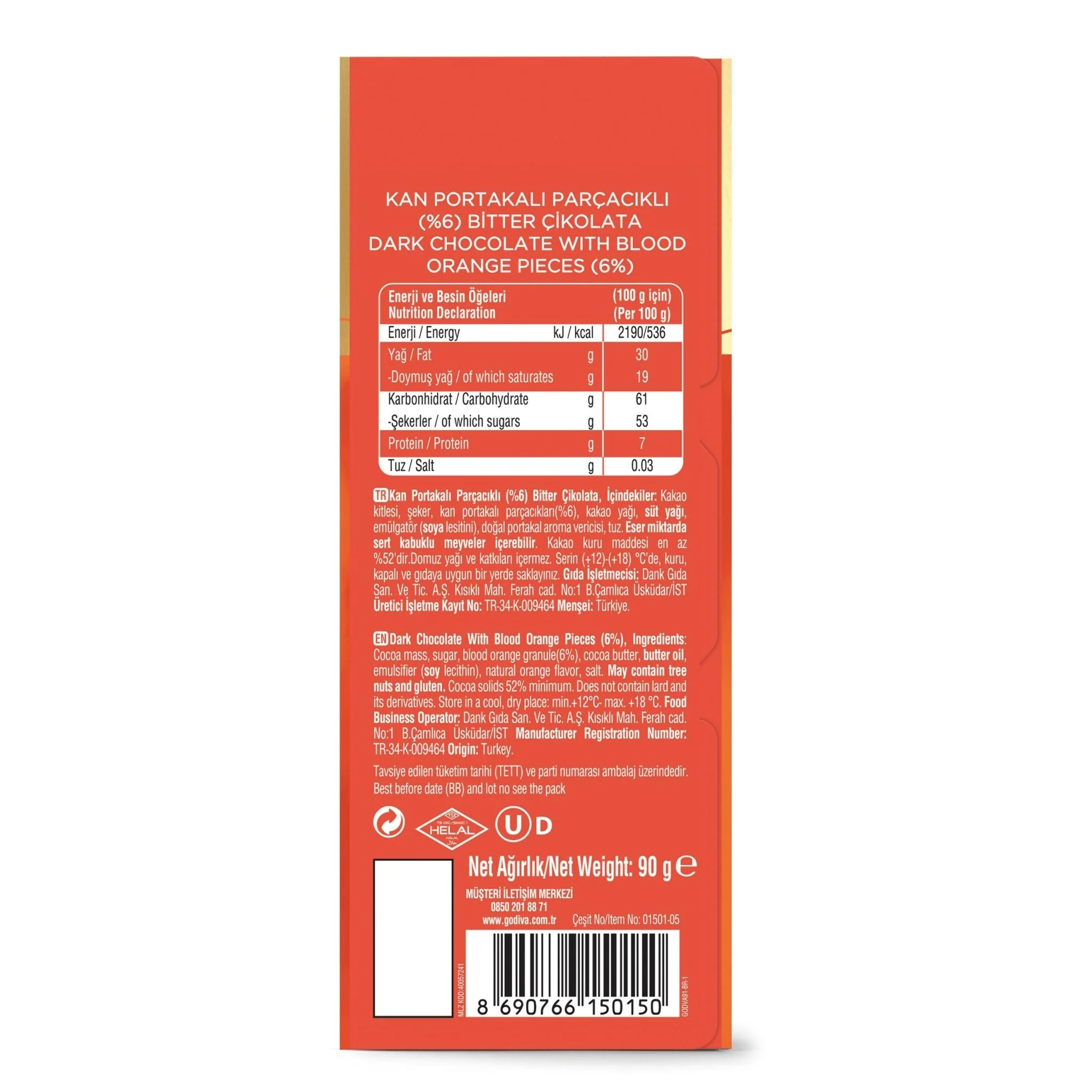 Blood Orange Dark Chocolate Tablet, 90g - Image 3